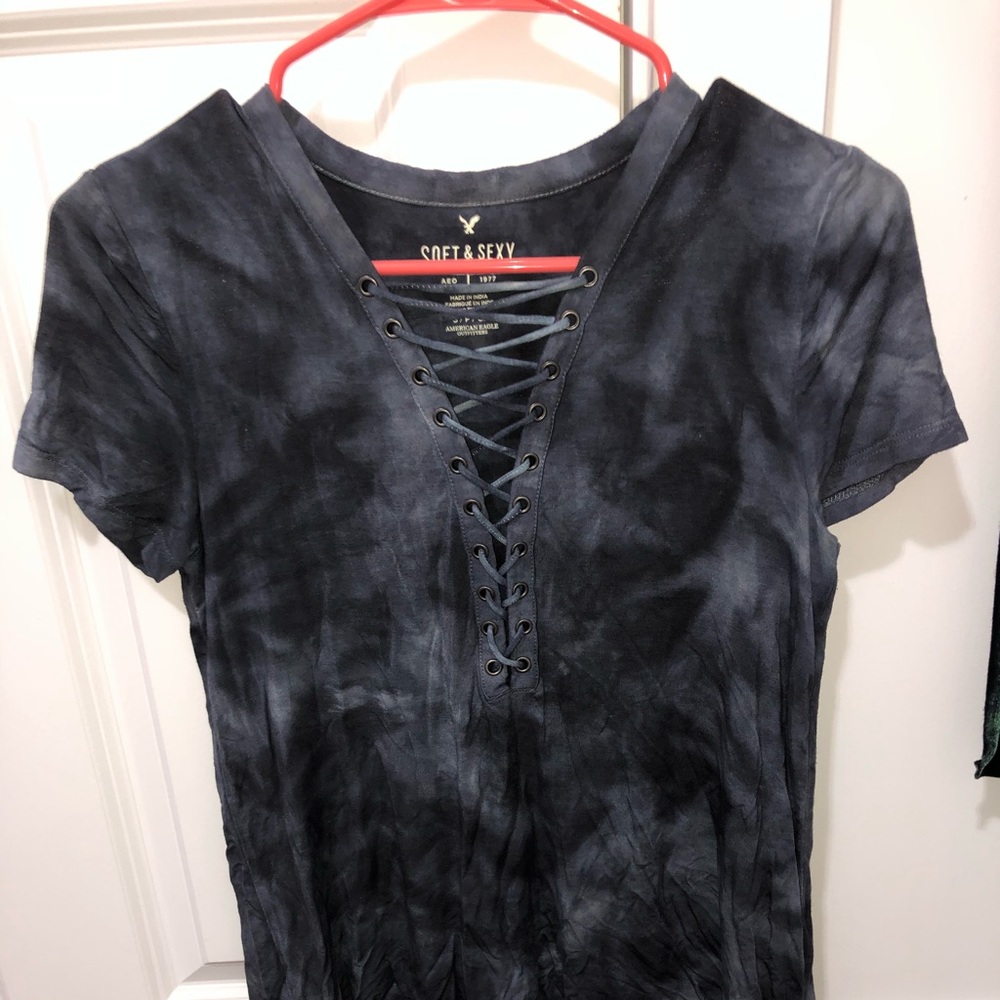 Blue Lace Up Shirt
